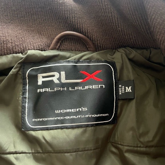 RALPH LAUREN RLX lambskin chocolate brown leather down puffer bubble vest Size M - Picture 4 of 4